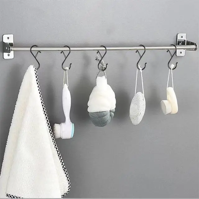 Alt view image 5 of 7 - 8 Pack S Hooks for Hanging, 3.5 inch Heavy Duty Metal S Hooks with Safety Buckle S Shaped Hooks Pot Rack Closet Hooks for Hanging Plants, Clothes, Kitchen Utensil, Pots, Pans, Bags (Black)