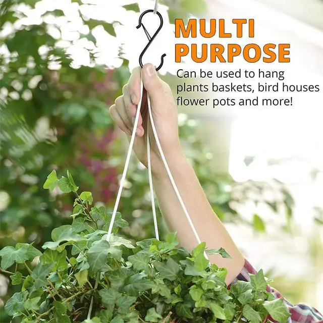 Alt view image 7 of 7 - 8 Pack S Hooks for Hanging, 3.5 inch Heavy Duty Metal S Hooks with Safety Buckle S Shaped Hooks Pot Rack Closet Hooks for Hanging Plants, Clothes, Kitchen Utensil, Pots, Pans, Bags (Black)