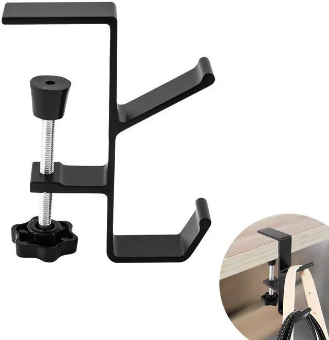 Main image of Clamp-On Desk Mount Bag Holder Hook Students' Desk Hook Women's Purse Hook with Adjustable Arm Clamp Backpack Handbag Headphones Holder Portable for Tables Heavy Duty Handbag Hanger Organizer