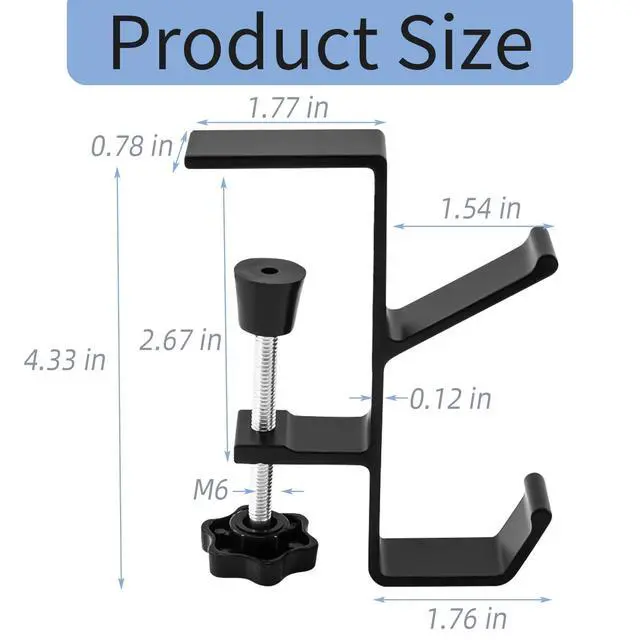 Alt view image 4 of 7 - Clamp-On Desk Mount Bag Holder Hook Students' Desk Hook Women's Purse Hook with Adjustable Arm Clamp Backpack Handbag Headphones Holder Portable for Tables Heavy Duty Handbag Hanger Organizer