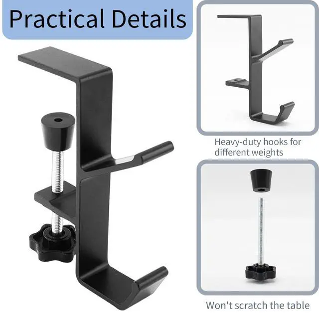 Alt view image 5 of 7 - Clamp-On Desk Mount Bag Holder Hook Students' Desk Hook Women's Purse Hook with Adjustable Arm Clamp Backpack Handbag Headphones Holder Portable for Tables Heavy Duty Handbag Hanger Organizer