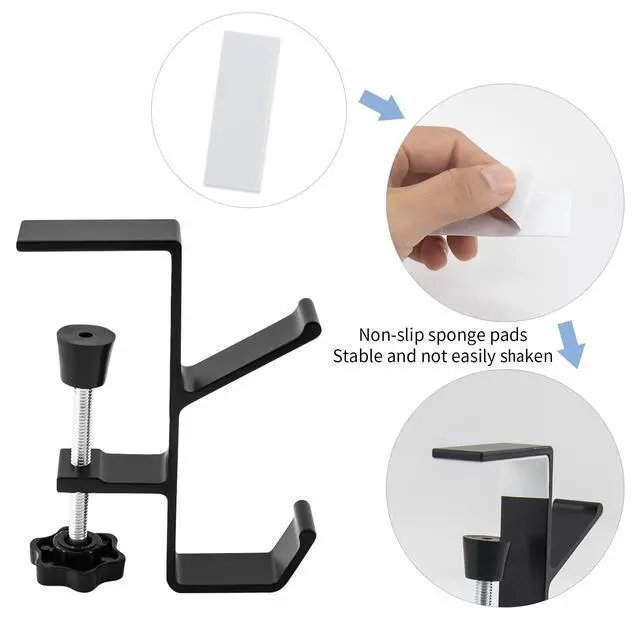 Alt view image 7 of 7 - Clamp-On Desk Mount Bag Holder Hook Students' Desk Hook Women's Purse Hook with Adjustable Arm Clamp Backpack Handbag Headphones Holder Portable for Tables Heavy Duty Handbag Hanger Organizer