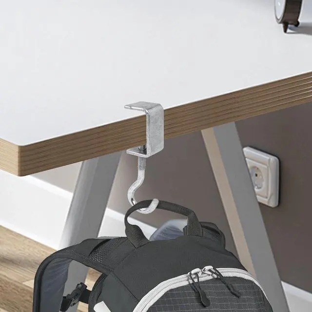Alt view image 5 of 7 - 2 Pcs Desk Mount Bag Holder Hook Clamp-On Backpack Hanger Portable Desk Mount Headphones Holder Reduce Desk Clutter for Table Desk, Under Counter