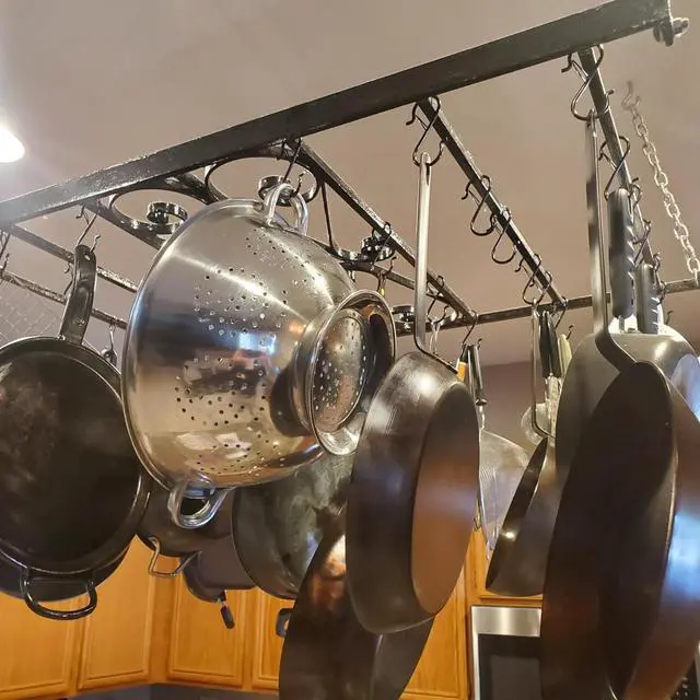 Alt view image 3 of 6 - 7 Pack S Hooks for Hanging with Safety Buckle, 5 inch Heavy Duty Black Vinyl Coated Wire Shelving Hooks, Pot Rack Hooks for Hanging Plants, Bags, Kitchen Utensils, Cups, Pans