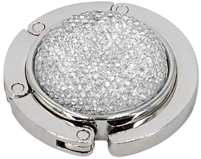 Main image of Foldable Purse Hook Floding Handbag Hanger Bling Rhinestone Bag Holder for Table Desk 1 PCS White