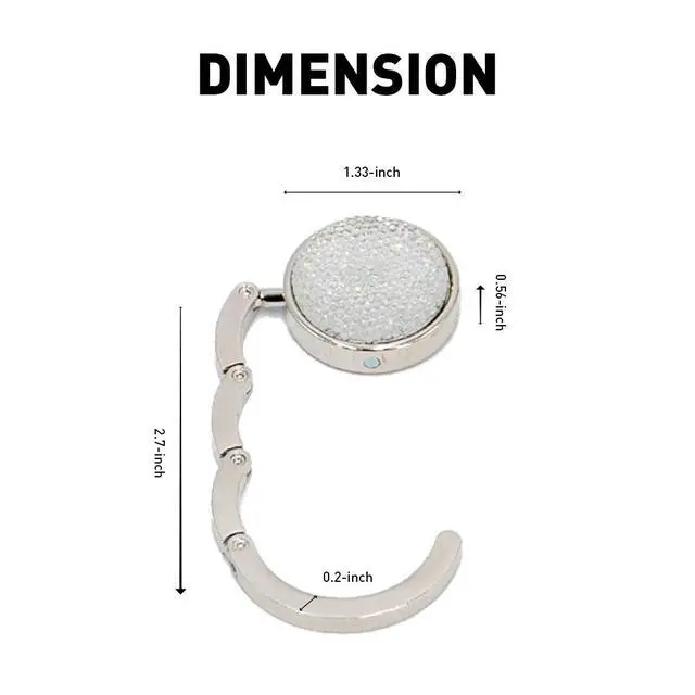 Alt view image 2 of 6 - Foldable Purse Hook Floding Handbag Hanger Bling Rhinestone Bag Holder for Table Desk 1 PCS White