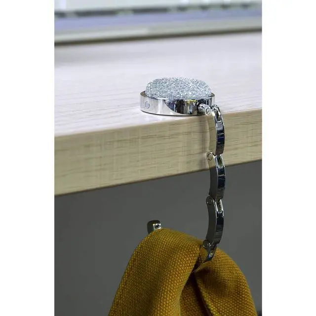 Alt view image 5 of 6 - Foldable Purse Hook Floding Handbag Hanger Bling Rhinestone Bag Holder for Table Desk 1 PCS White