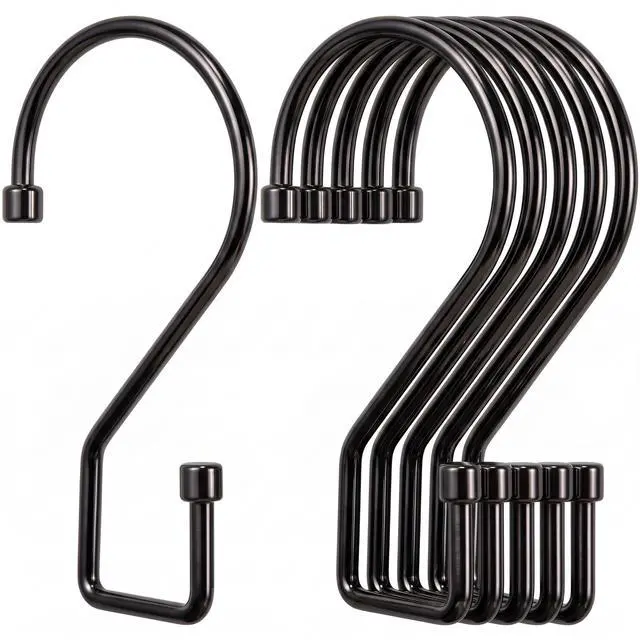 Main image of 12Pcs S Hooks for Hanging, 4 inch Heavy Duty Large S Hooks, Reversible Black Metal S Shaped Hooks for Kitchen, Bathroom, Garden, Indoor, Outdoor