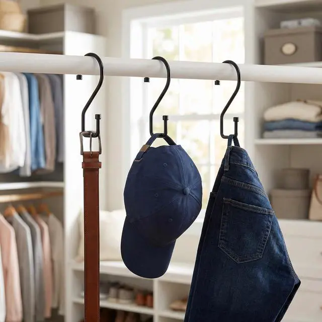 Alt view image 5 of 7 - 12Pcs S Hooks for Hanging, 4 inch Heavy Duty Large S Hooks, Reversible Black Metal S Shaped Hooks for Kitchen, Bathroom, Garden, Indoor, Outdoor