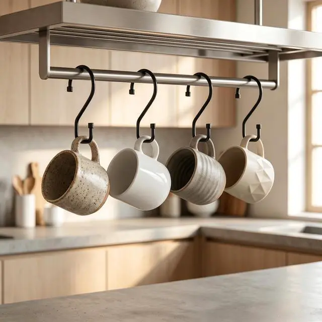 Alt view image 6 of 7 - 12Pcs S Hooks for Hanging, 4 inch Heavy Duty Large S Hooks, Reversible Black Metal S Shaped Hooks for Kitchen, Bathroom, Garden, Indoor, Outdoor