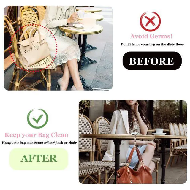 Alt view image 7 of 7 - 3Pcs Personalized Initial Foldable Purse Hook for Table,Crushed Flower Letters Folding Purse Hanger,Purse Holder Handbag Hanger Collection Desk Table Bag Hooks Gifts for Women Bag(Green-R)
