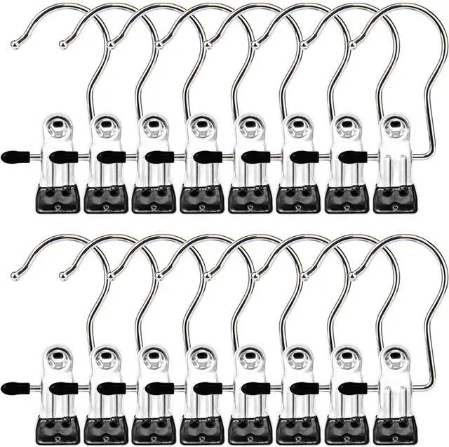 Main image of Boot Hangers Clips, 16 Pack Laundry Hooks Hanging Clips Clothes Pins Closet Hanger Organizer Clamps Socks Towel Clips Heavy Duty Clothespins Bulk Hanger Clips for Closet Travel Pants Socks Handbags