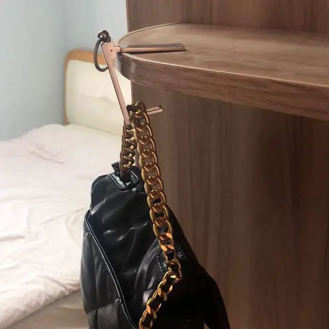 Alt view image 5 of 7 - LonlyEagle Instant Bag Hanger Collection,Purse Handbag Hook Hanger Holder for Table Desk2-in-1 Purse Hook for Table & Phone StandWomen's Handbag Storage Foldable Decor Table Hook(Platinum)