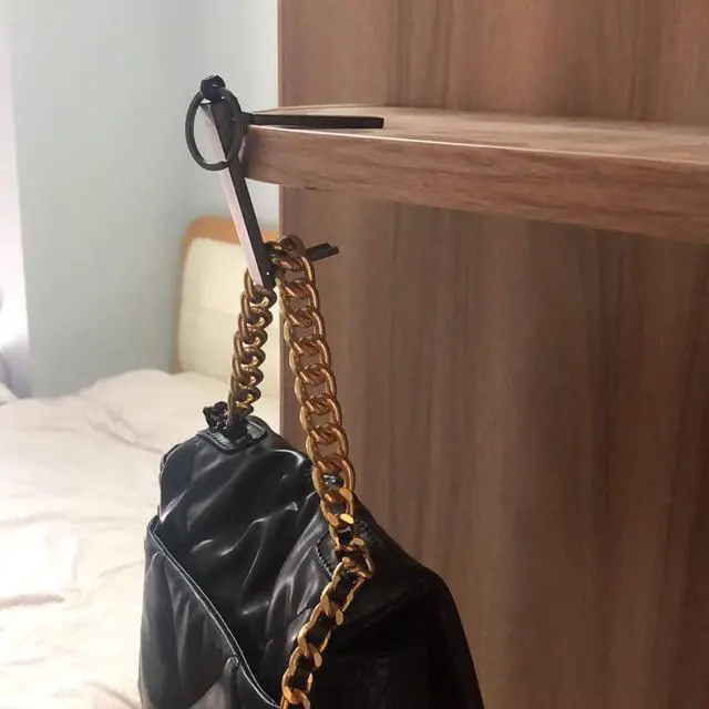 Alt view image 7 of 7 - LonlyEagle Instant Bag Hanger Collection,Purse Handbag Hook Hanger Holder for Table Desk2-in-1 Purse Hook for Table & Phone StandWomen's Handbag Storage Foldable Decor Table Hook(Platinum)