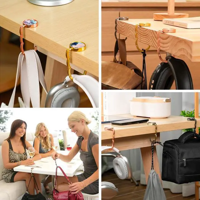 Alt view image 4 of 6 - Foldable Purse Hook, Folding Handbag Hanger Bag Hanger Table Hook for Girls and Women(BB1-1P Black)