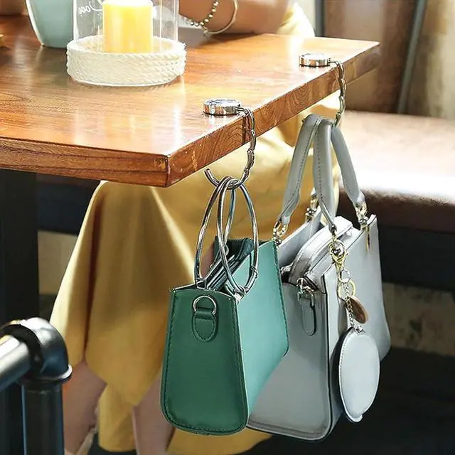 Alt view image 5 of 6 - Foldable Purse Hook, Folding Handbag Hanger Bag Hanger Table Hook for Girls and Women(BB1-1P Black)