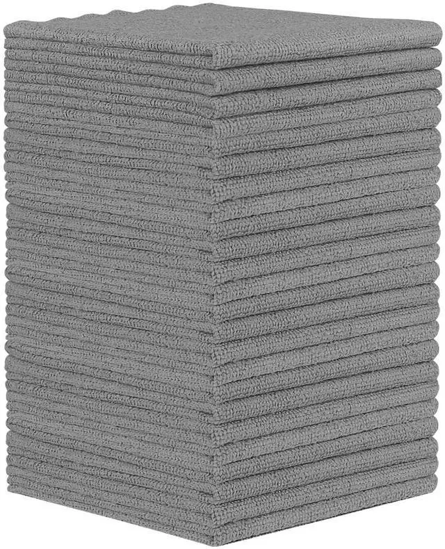 Main image of Microfiber Cleaning Cloth - 24 Pack, Grey Cleaning Rags 12x11 inch