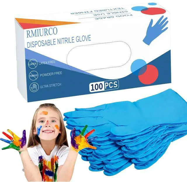 Main image of Disposable Nitrile Kid Gloves, Latex Free Glove, Small Size Hand Gloves for Gardening, Cooking (Blue, Xsmall)