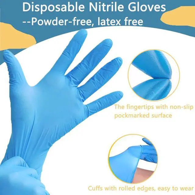 Alt view image 2 of 7 - Disposable Nitrile Kid Gloves, Latex Free Glove, Small Size Hand Gloves for Gardening, Cooking (Blue, Xsmall)