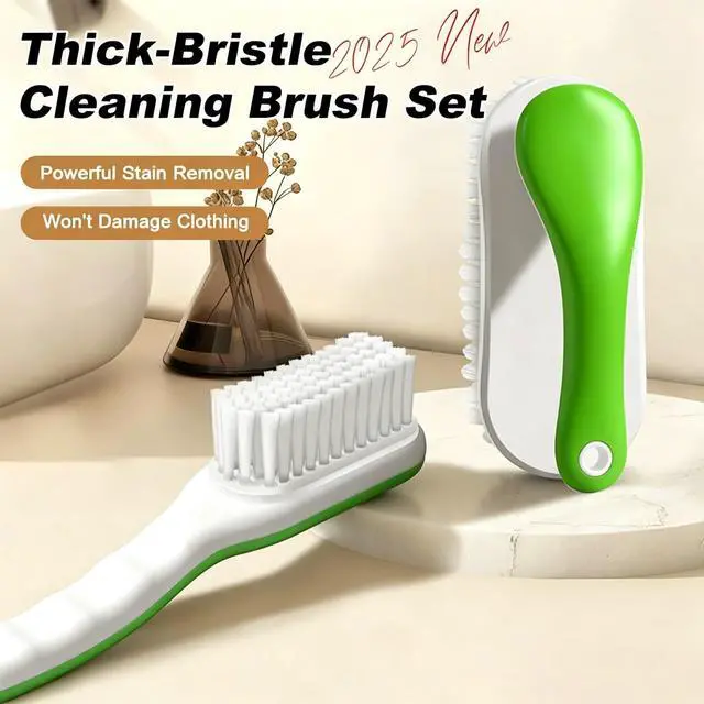 Alt view image 3 of 7 - 2Pack Shoe Cleaning Brush Household Laundry Clothes Scrubbing for Stains Bathroom Ergonomics Grip Easy Hold (2, Green)