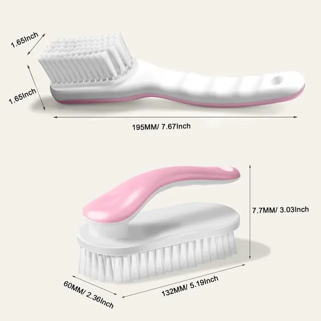 Alt view image 5 of 7 - 2Pack Shoe Cleaning Brush Household Laundry Clothes Scrubbing for Stains Bathroom Ergonomics Grip Easy Hold (2, Green)