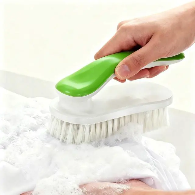 Alt view image 2 of 7 - 2Pack Shoe Cleaning Brush Household Laundry Clothes Scrubbing for Stains Bathroom Ergonomics Grip Easy Hold (2, Green)