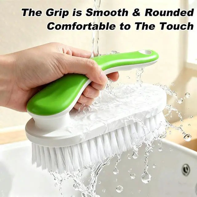 Alt view image 4 of 7 - 2Pack Shoe Cleaning Brush Household Laundry Clothes Scrubbing for Stains Bathroom Ergonomics Grip Easy Hold (2, Green)