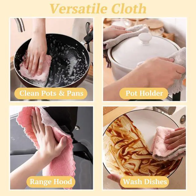 Alt view image 2 of 7 - Microfiber Cleaning Cloths - Super Absorbent, Streak-Free & Lint-Free Towels for Glass, Kitchen & Home (Gray, Purple, Pink, Green) (10pcs)