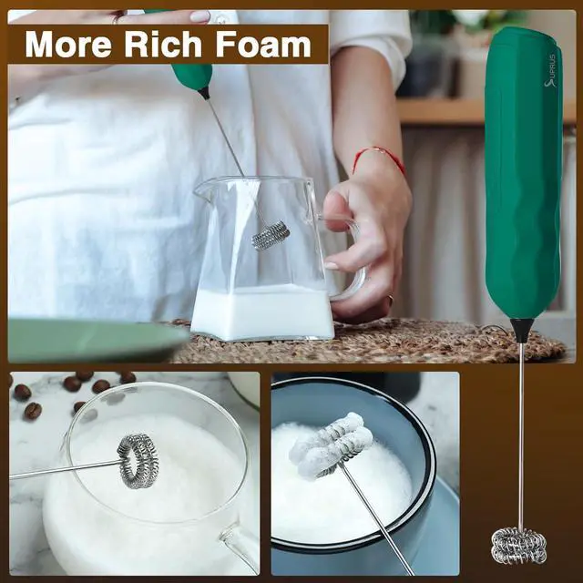 Alt view image 6 of 7 - Ultra Fast Handheld Milk Frother Double Whisk with Stand 2 Batteries Stainless Steel for Lattes Cappuccino Matcha Hot Chocolate Coffee Bar Accessories Kitchen Gadgets Gift