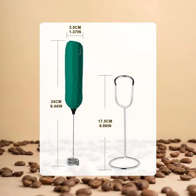Alt view image 7 of 7 - Ultra Fast Handheld Milk Frother Double Whisk with Stand 2 Batteries Stainless Steel for Lattes Cappuccino Matcha Hot Chocolate Coffee Bar Accessories Kitchen Gadgets Gift