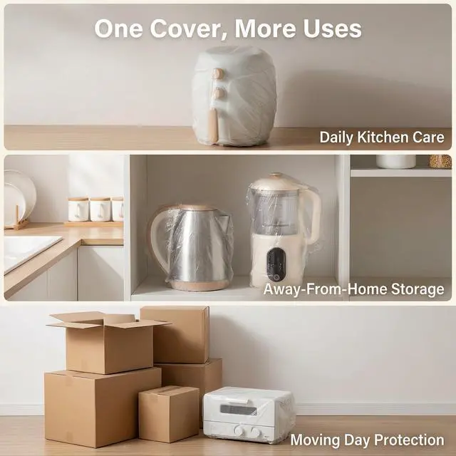 Alt view image 4 of 7 - 10Pcs Clear Thickened Disposable Dust Cover,Kitchen Appliance Covers, Universal Elastic Small Appliance Covers,Elastic Household Kitchen Appliance Dust Proof Protective Cover,Specialty Plates Plates