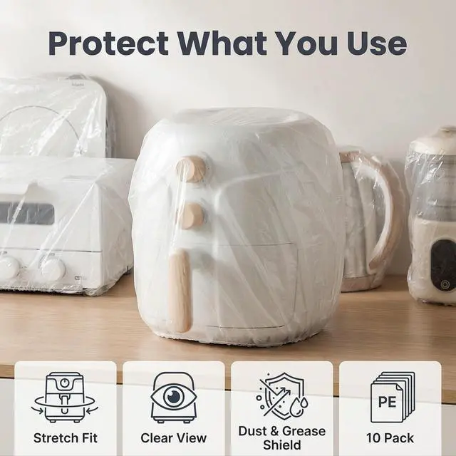 Alt view image 5 of 7 - 10Pcs Clear Thickened Disposable Dust Cover,Kitchen Appliance Covers, Universal Elastic Small Appliance Covers,Elastic Household Kitchen Appliance Dust Proof Protective Cover,Specialty Plates Plates