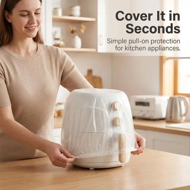 Alt view image 7 of 7 - 10Pcs Clear Thickened Disposable Dust Cover,Kitchen Appliance Covers, Universal Elastic Small Appliance Covers,Elastic Household Kitchen Appliance Dust Proof Protective Cover,Specialty Plates Plates