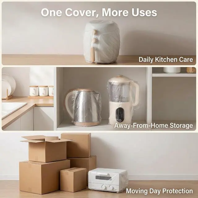 Alt view image 4 of 7 - 10Pcs Thickened Disposable Dust Cover,Elastic Household Kitchen Universal Dustproof Protective Cover,Clear Kitchen Appliance Covers,for Blender Pressure Cooker Accessories Kitchen and Dining