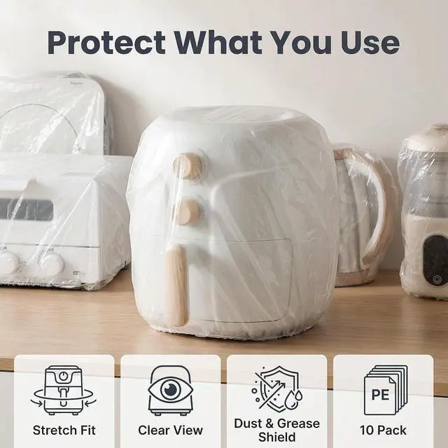 Alt view image 5 of 7 - 10Pcs Thickened Disposable Dust Cover,Elastic Household Kitchen Universal Dustproof Protective Cover,Clear Kitchen Appliance Covers,for Blender Pressure Cooker Accessories Kitchen and Dining