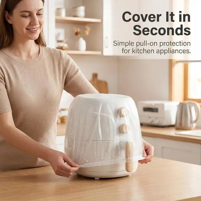 Alt view image 7 of 7 - 10Pcs Thickened Disposable Dust Cover,Elastic Household Kitchen Universal Dustproof Protective Cover,Clear Kitchen Appliance Covers,for Blender Pressure Cooker Accessories Kitchen and Dining