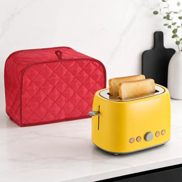 Alt view image 4 of 7 - Toaster Covers for 2 Slice, Universal Size 2 Slice Toaster Cover with Cotton & Linen Quilted Design, Dustproof Protector for Small Kitchen Appliances (Red, 11.8 x 7.87 x 7.87 In)