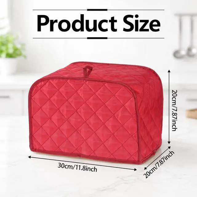 Alt view image 2 of 7 - Toaster Covers for 2 Slice, Universal Size 2 Slice Toaster Cover with Cotton & Linen Quilted Design, Dustproof Protector for Small Kitchen Appliances (Red, 11.8 x 7.87 x 7.87 In)