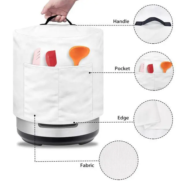 Alt view image 5 of 6 - Kitchen Appliance Accessories Dust Cover for 3-6-8 Quart Pot,Decorative Appliance Dust Cover with Top Handle & Storage Pockets (Floral-6, 6 Quart)