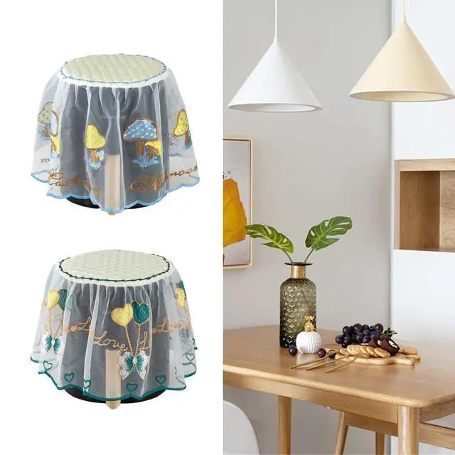 Alt view image 3 of 5 - 2 Pack Air Fryer Cover Embroidery Lace Digital Air Fryer Dust Cover Top Covers for Compact Airfryer Oven Coffee Maker Electric Pressure Cooker Rice Cooker Countertop Kitchen Small Appliance