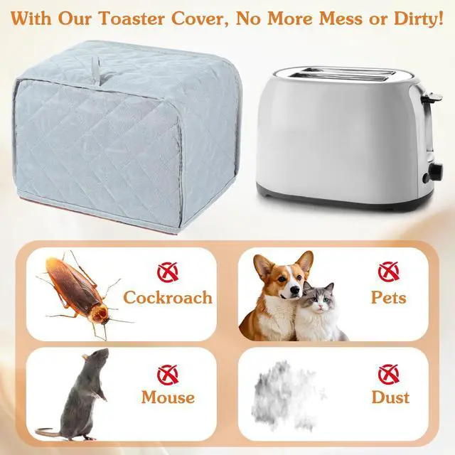 Alt view image 4 of 7 - Toaster Cover 2 Slice, Quilted Toaster Cover, Small Appliance Covers, Polyester Dust Appliance Covers for 2 Slice Toasters, Kitchen Small Appliance(Grey)