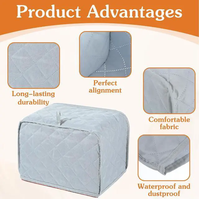 Alt view image 3 of 7 - Toaster Cover 2 Slice, Quilted Toaster Cover, Small Appliance Covers, Polyester Dust Appliance Covers for 2 Slice Toasters, Kitchen Small Appliance(Grey)