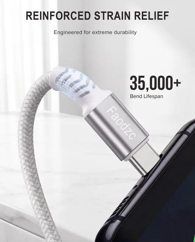 Alt view image 7 of 7 - 240W USB C to USB C Cable 6FT 2-Pack, Braided Type C Fast Charging Cord, Compatible with iPhone 16/15 Pro Max, MacBook Pro, Samsung S24/S25