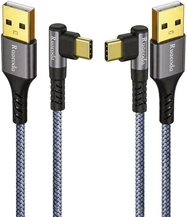 Main image of 90 Degree USB C CarPlay Cable (6ft 2-Pack), Right Angle 3.1A Fast Charge Cord Compatible with iPhone 17 16 15 Pro Max Galaxy S25, Grey