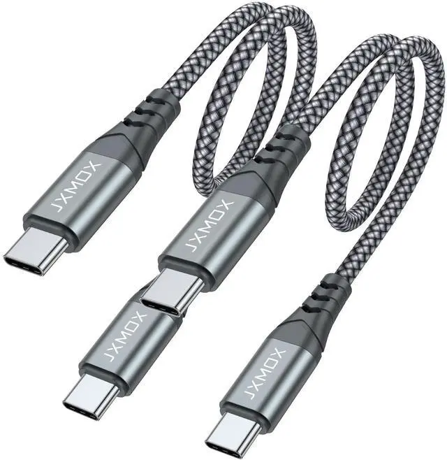 Main image of Short USB C to USB C Cable 60W, (2 Pack 1ft) Type C Fast Charging Cord Charger Compatible with iPhone 17 16 15 Pro Max, MacBook Pro, iPad Pro Air 4, Samsung Galaxy S25 S24 S23 S22 Ultra (Grey)