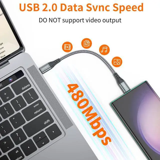 Alt view image 6 of 6 - Short USB C to USB C Cable 60W, (2 Pack 1ft) Type C Fast Charging Cord Charger Compatible with iPhone 17 16 15 Pro Max, MacBook Pro, iPad Pro Air 4, Samsung Galaxy S25 S24 S23 S22 Ultra (Grey)