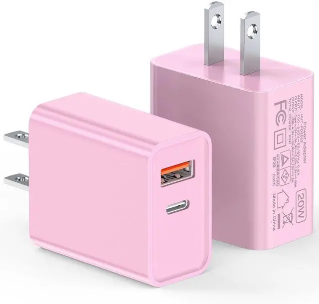 Main image of USB C Wall Charger Block 20W, 2-Pack Dual Port PD Power Delivery Fast Type C Charging Block Plug Compatible with iPhone 13/14/15/16/17 Pro Max Plus, XS/XR/X,iPad,AirPorts,Galaxy S25/24