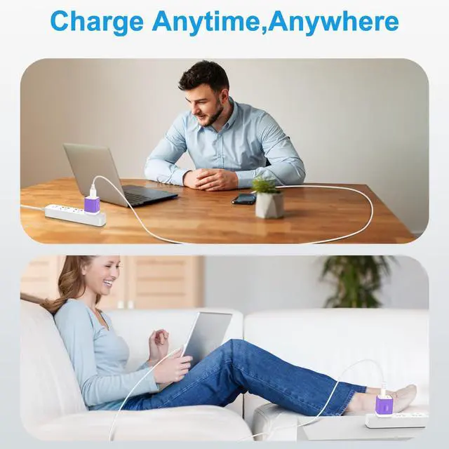 Alt view image 7 of 7 - USB Wall Charger 2-Pack Purple, 5W Power Adapter Cube Overnight Charging | Safe & Reliable USB-A Charging Block Plug for iPhone 16/15/14/13/12/11/SE, Samsung Galaxy S25/S24/S23, Google Pixel 9/8/7