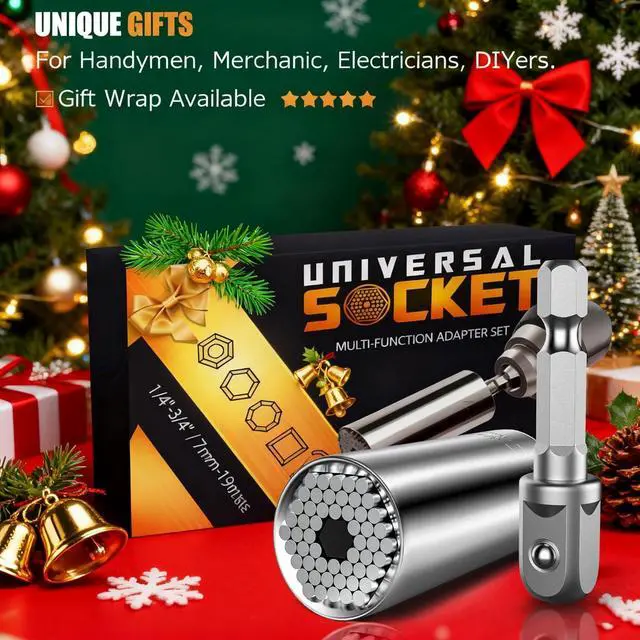 Alt view image 3 of 7 - Stocking Stuffers for Men Super Universal Socket Tools Gifts for Men | Grip Set Power Drill Adapter Cool Stuff Gadgets Present Ideas Gift for Dad Husband Him Adults Mens Gifts Christmas for Women