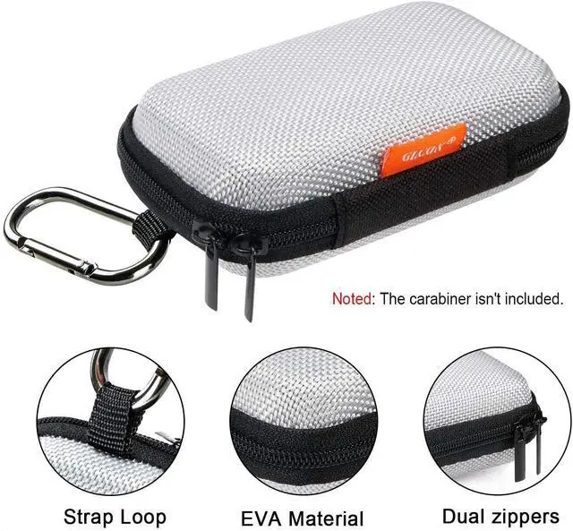 Alt view image 3 of 7 - Silver Small EVA Electronic Carrying Case, Hard Shell Zipper Pouch | Protection Bag for Earbud, Wired Earpiece, Bluetooth Headset, Charger, Cell Phone Accessories, Gadgets